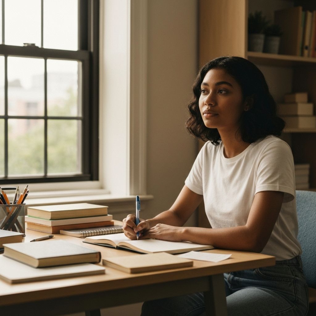 Student studying calmly